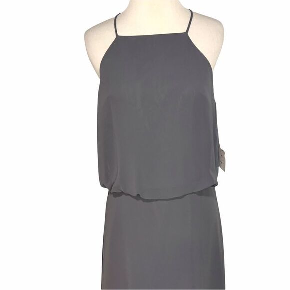 NWT Bill Levkoff Pewter Grey Style 1265 Bridesmaid Formal Maxi Gown Size 10 M19 - Picture 2 of 8